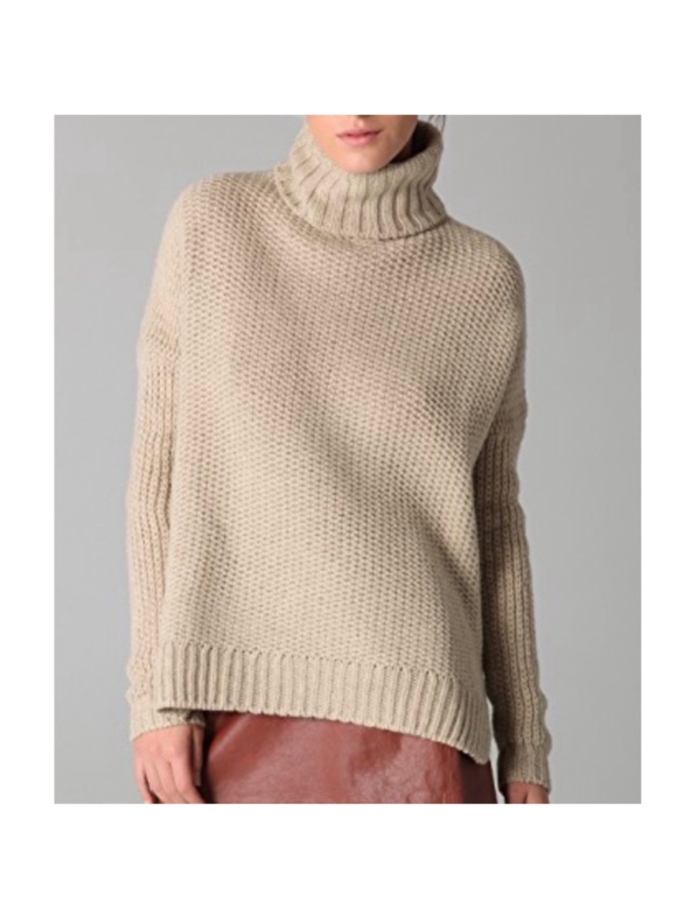 Vince Oatmeal Wool & Yak Knit Turtleneck Sweater Size XS